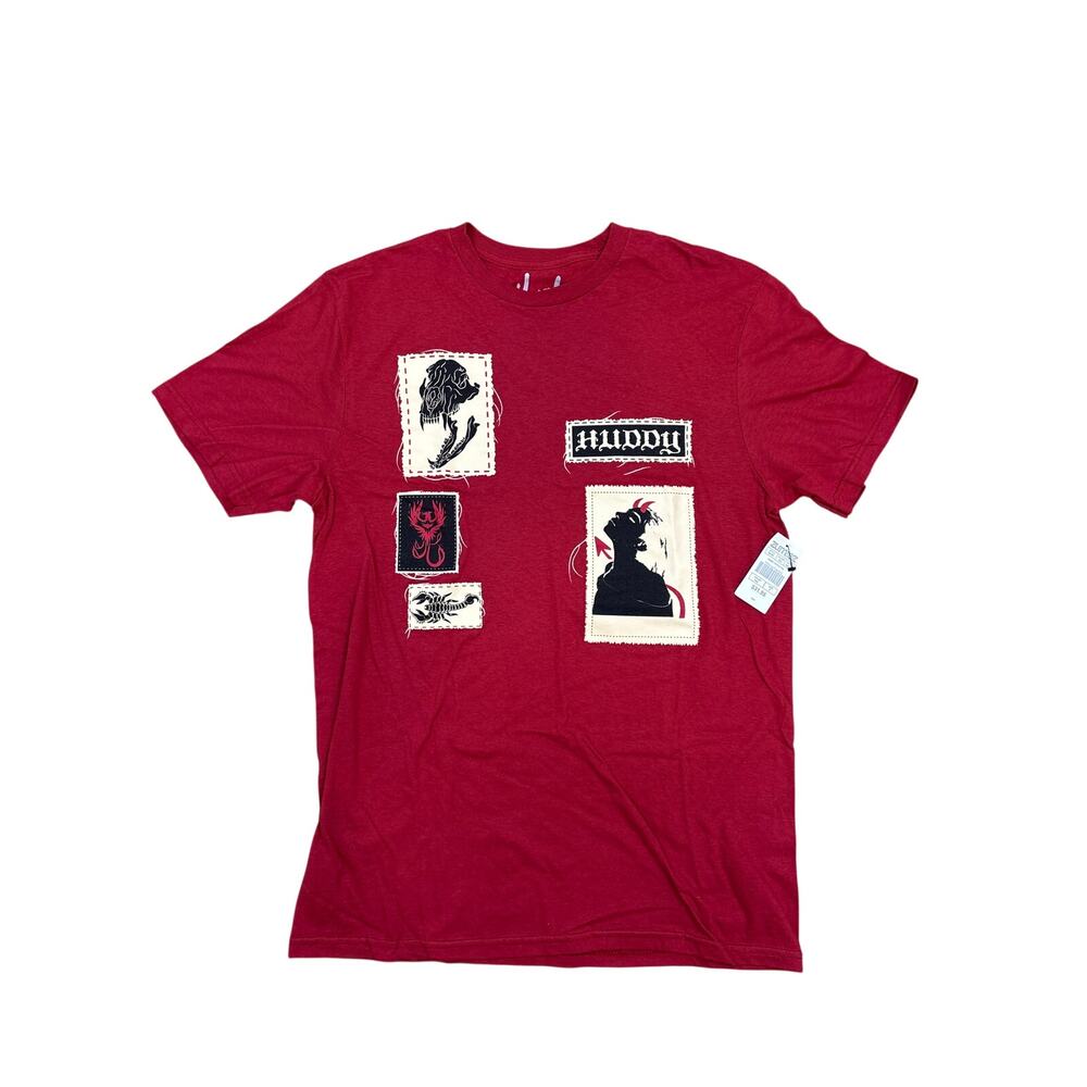 Huddy patch graphic Medium zumiez red shirt streetwear artist rap merch